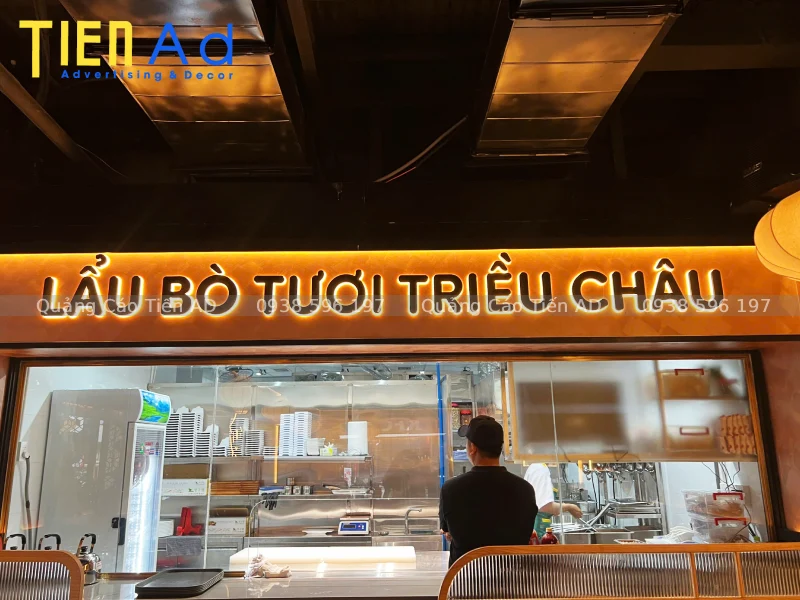 Bảng hiệu alu chữ inox đèn LED cao cấp