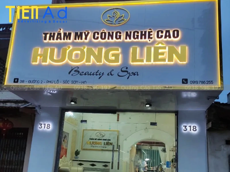 Bảng hiệu alu chữ nổi alu đèn LED hắt sáng chân
