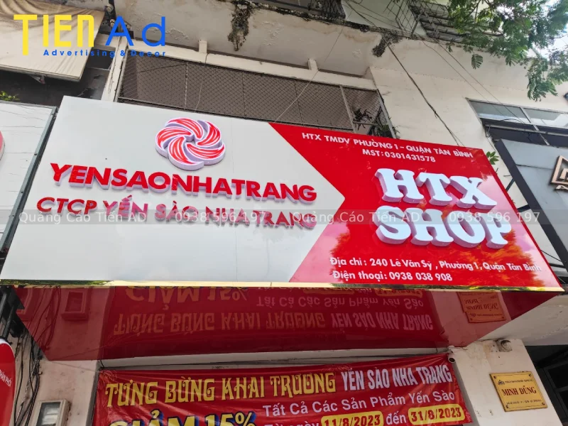 Bảng hiệu alu chữ nổi cửa hàng yến sào Nha Trang