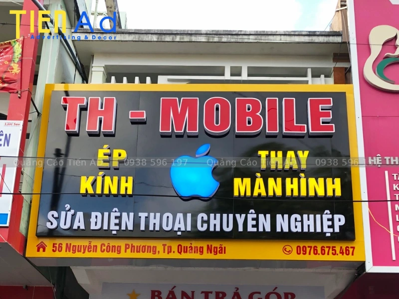 Bảng hiệu alu chữ nổi mica cửa hàng điện thoại