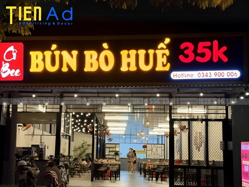 Bảng hiệu bún bò Huế hộp đèn