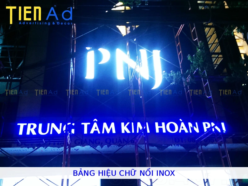 Bảng hiệu chữ nổi inox