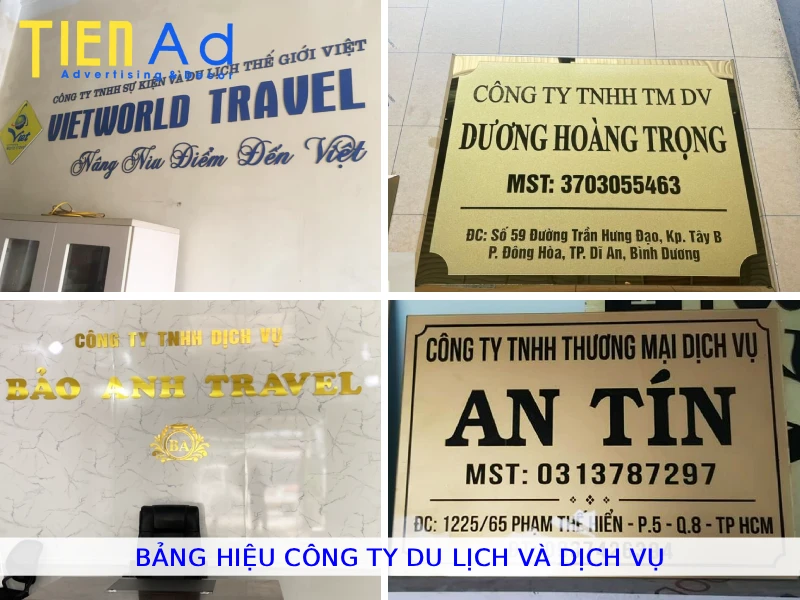 Bảng hiệu công ty du lịch và dịch vụ