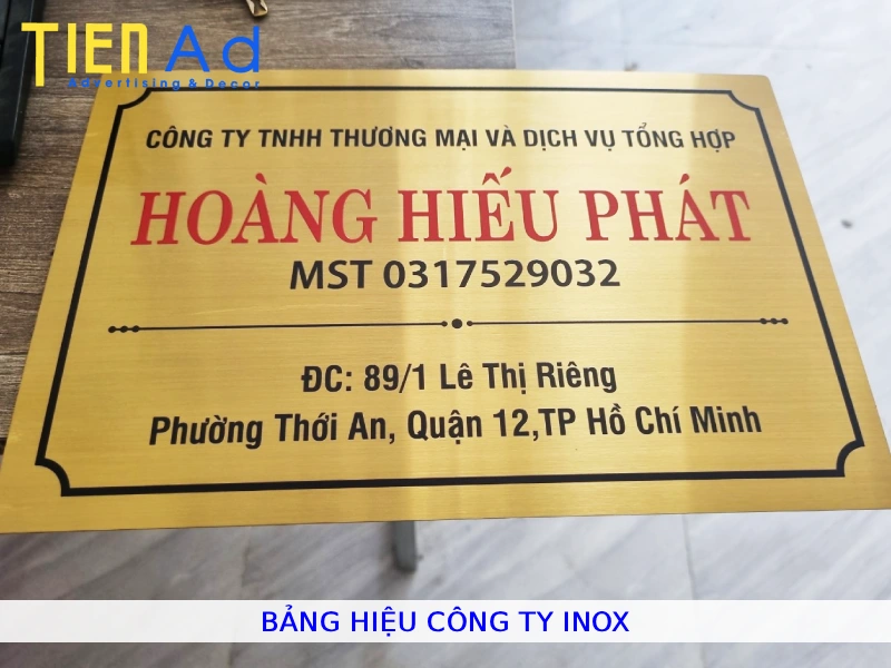 Bảng hiệu công ty inox
