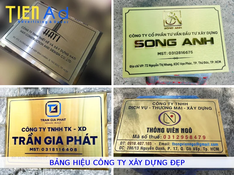 Bảng hiệu công ty xây dựng đẹp
