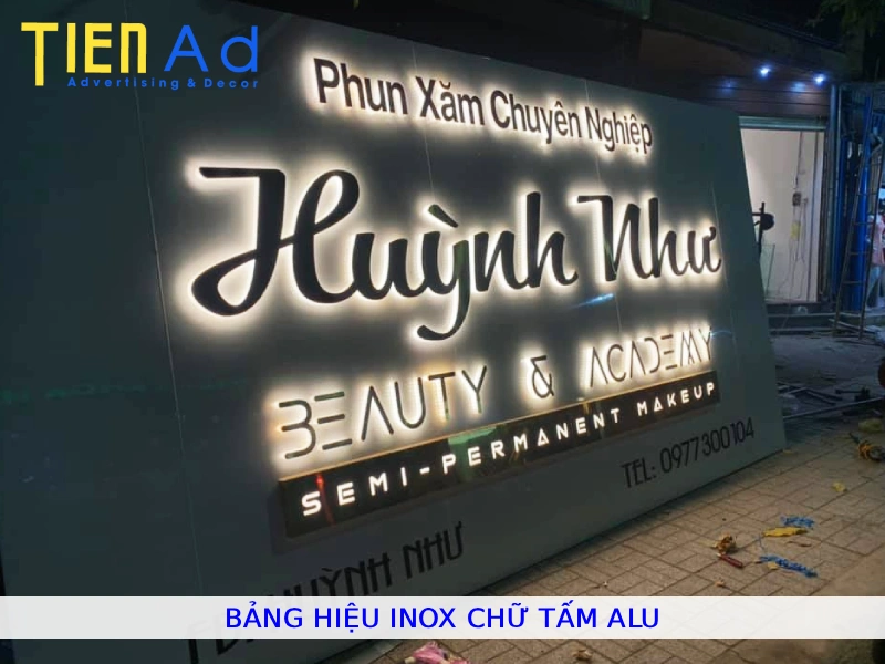 Bảng hiệu inox chữ tấm alu