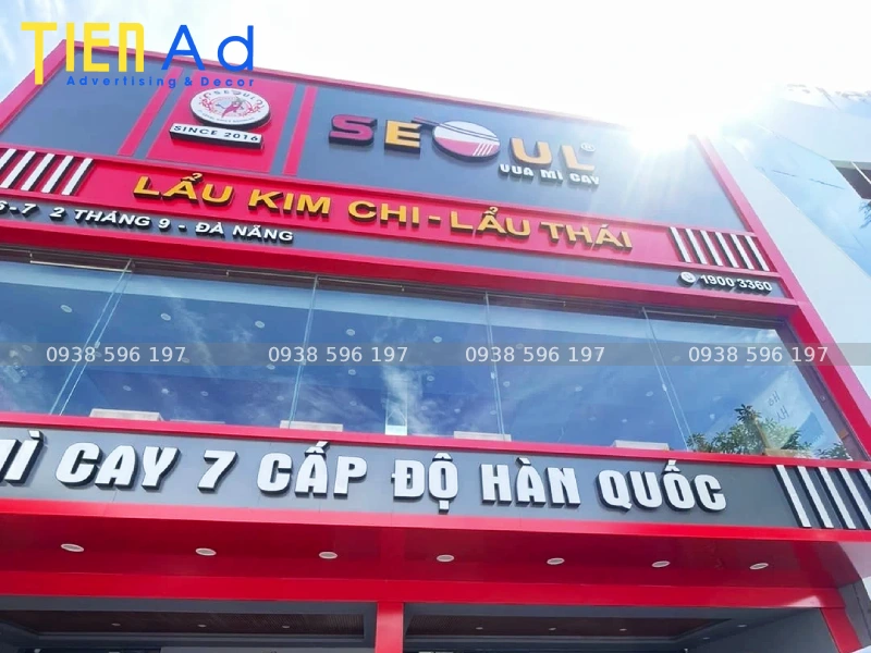 Bảng hiệu mì cay alu chữ nổi mica