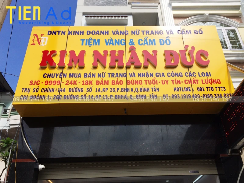 Bảng hiệu tiệm vàng alu