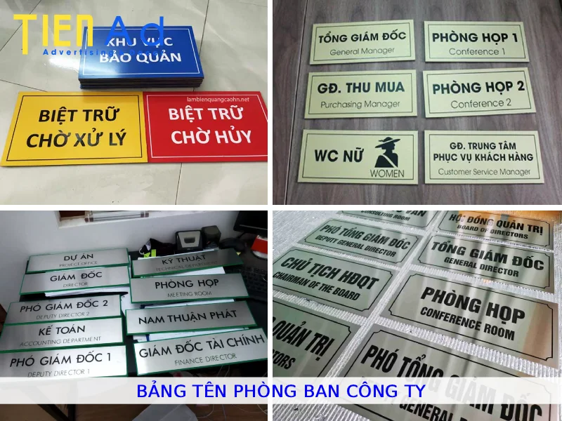 Bảng tên phòng ban công ty