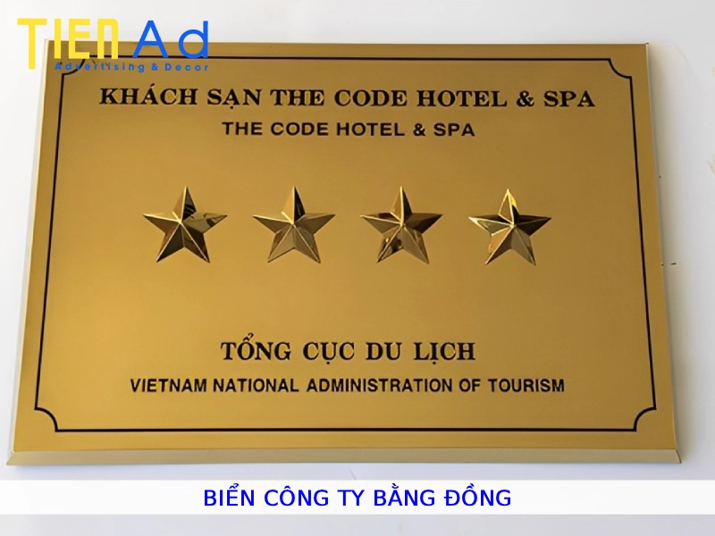 Biển công ty bằng đồng
