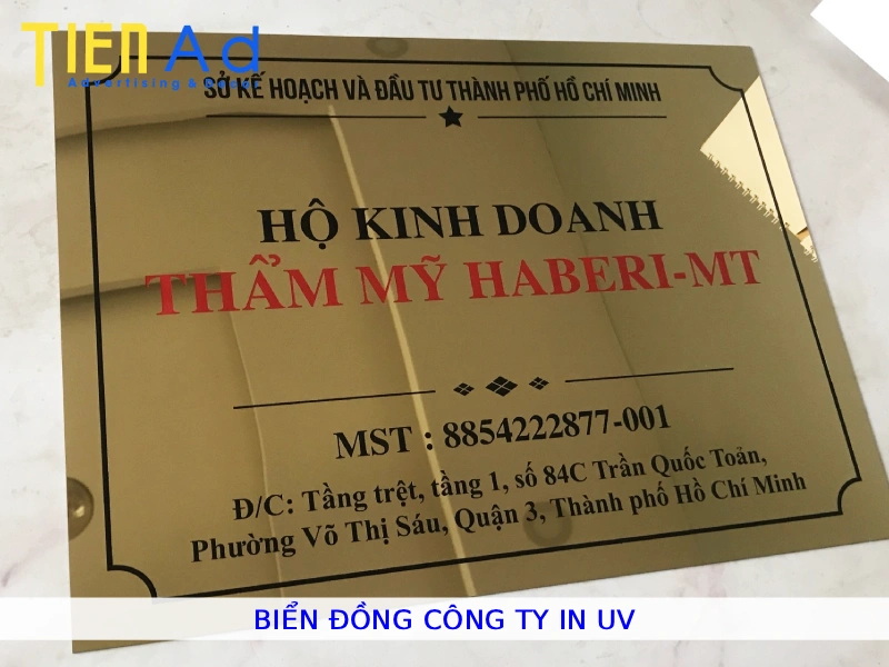 Biển đồng công ty in UV