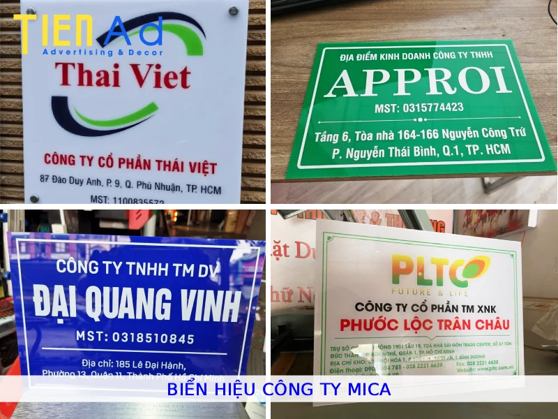 Biển hiệu công ty mica
