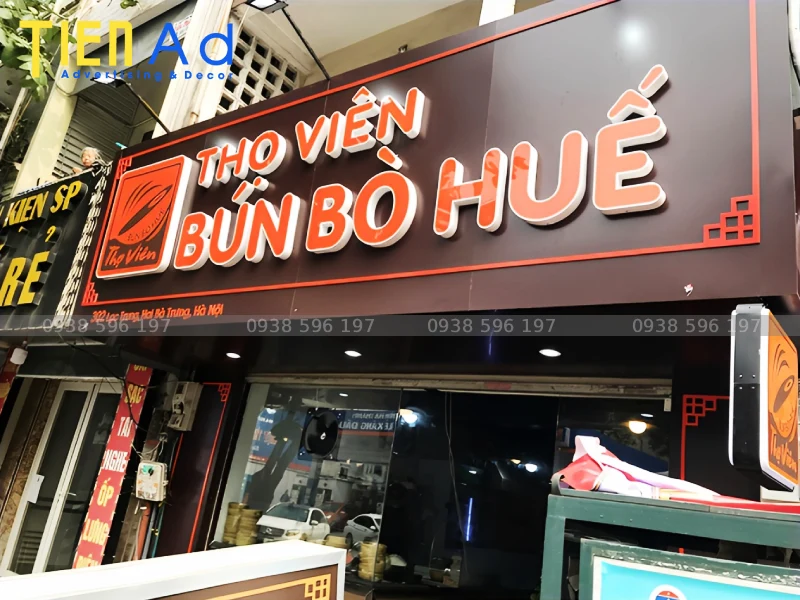 Biển quảng cáo bún bò Huế chữ nổi mica