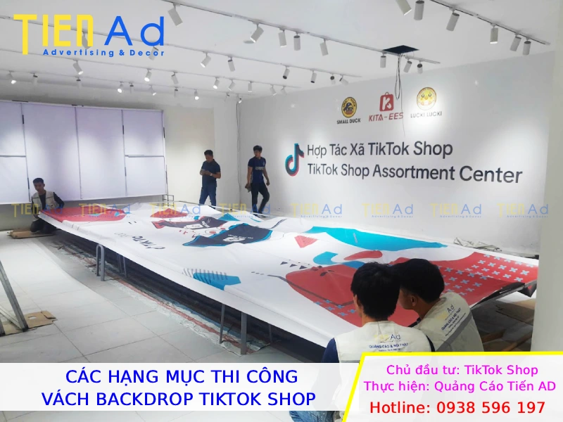 Các hạng mục thi công vách backdrop TikTok Shop