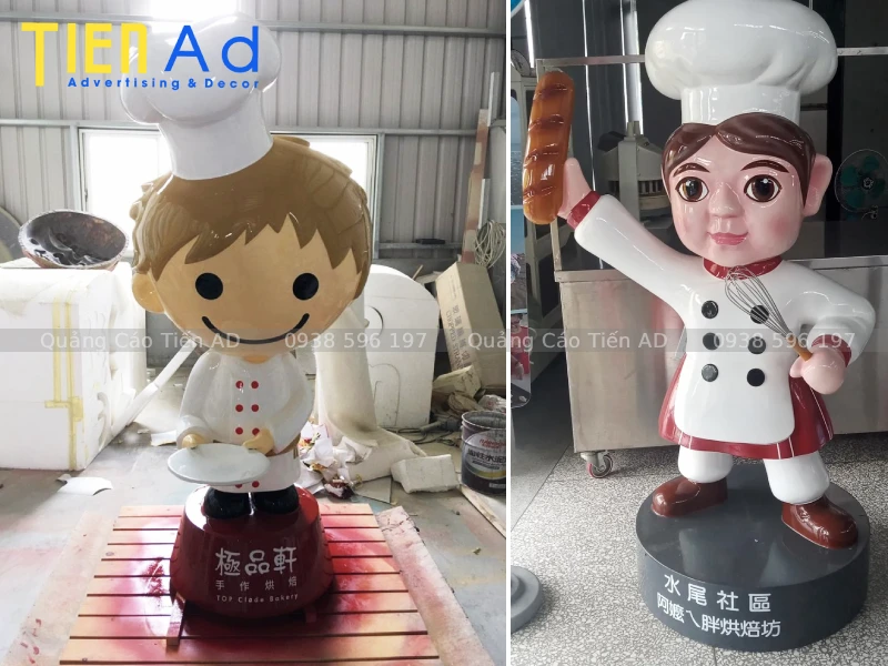 Các kiểu dáng mô hình đầu bếp composite phổ biến