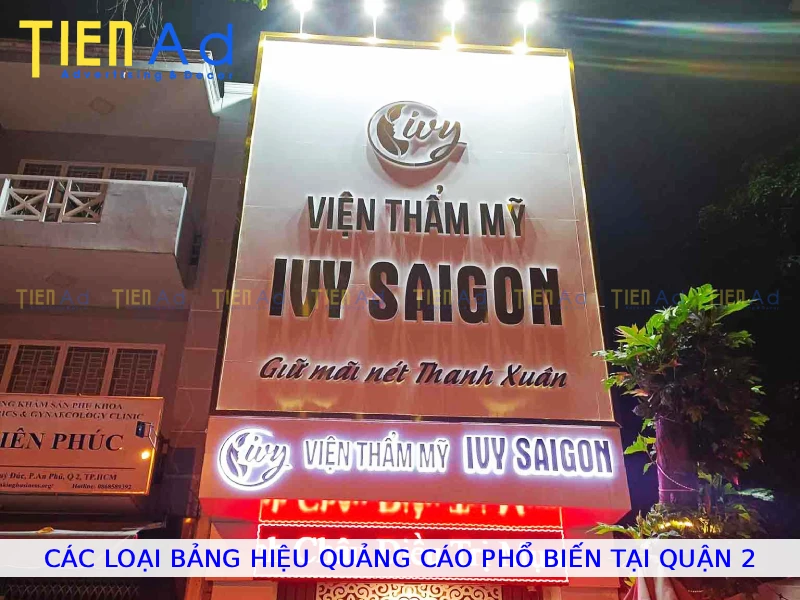 Các loại bảng hiệu quảng cáo phổ biến tại Quận 2
