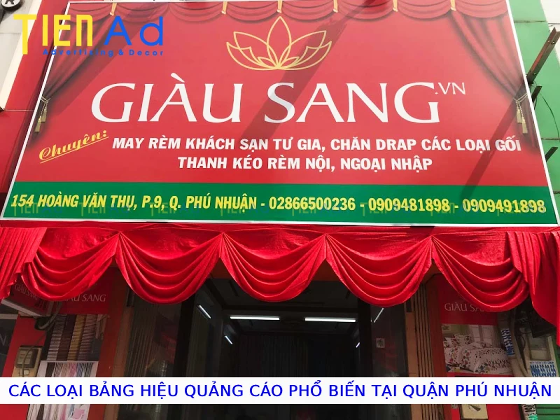 Các loại bảng hiệu quảng cáo phổ biến tại Quận Phú Nhuận