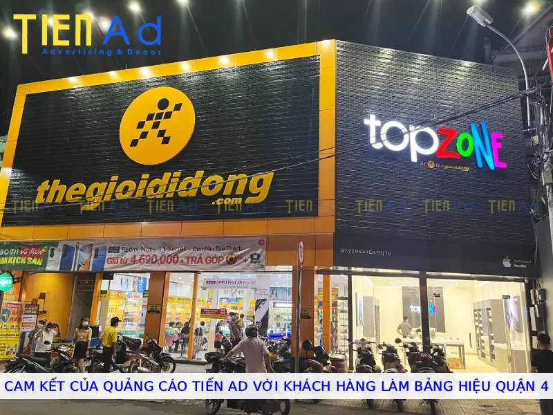 Cam kết của Quảng Cáo Tiến AD với khách hàng làm bảng hiệu Quận 4