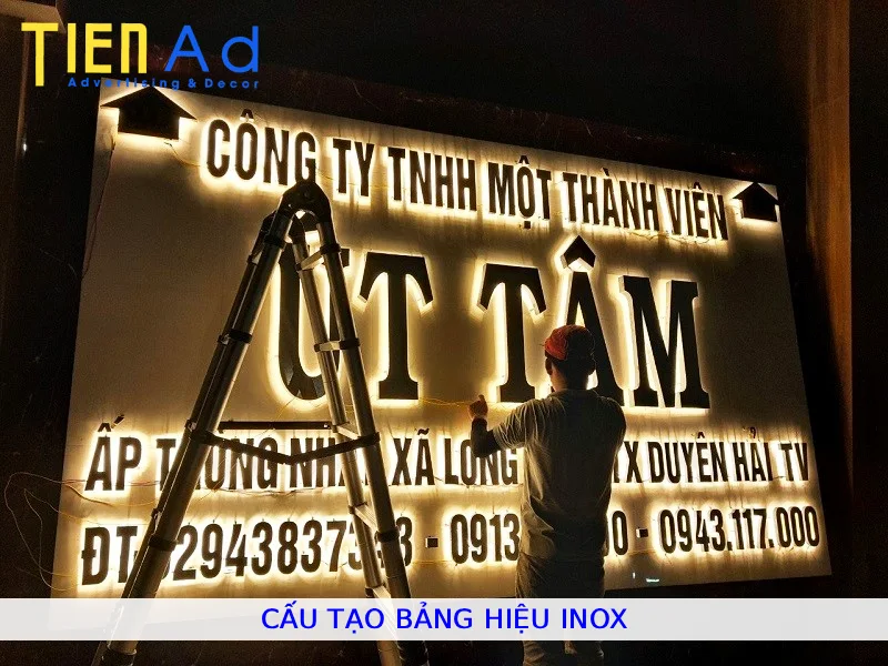 Cấu tạo bảng hiệu inox
