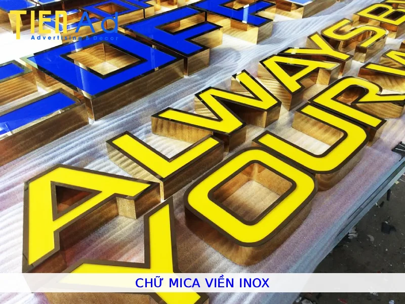 Chữ mica viền inox