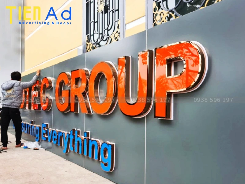 Chữ nổi alu gắn đèn led