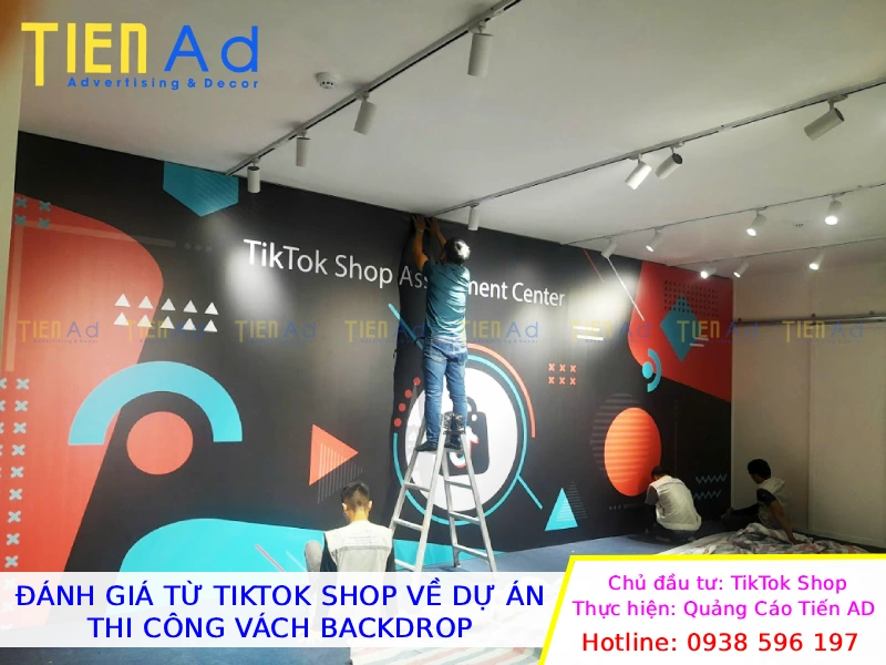 Đánh giá từ TikTok Shop về dự án thi công vách backdrop
