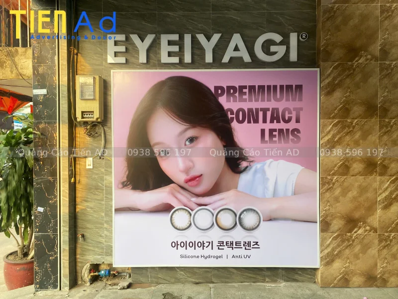 Giới thiệu dự án hộp đèn bạt không gân in UV cửa hàng mắt kính EYEIYAGI