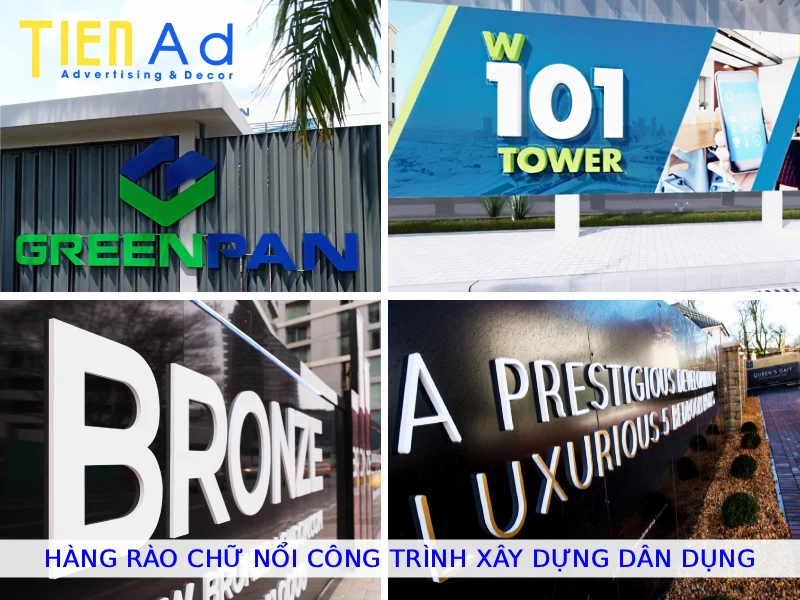 Hàng rào chữ nổi công trình xây dựng dân dụng