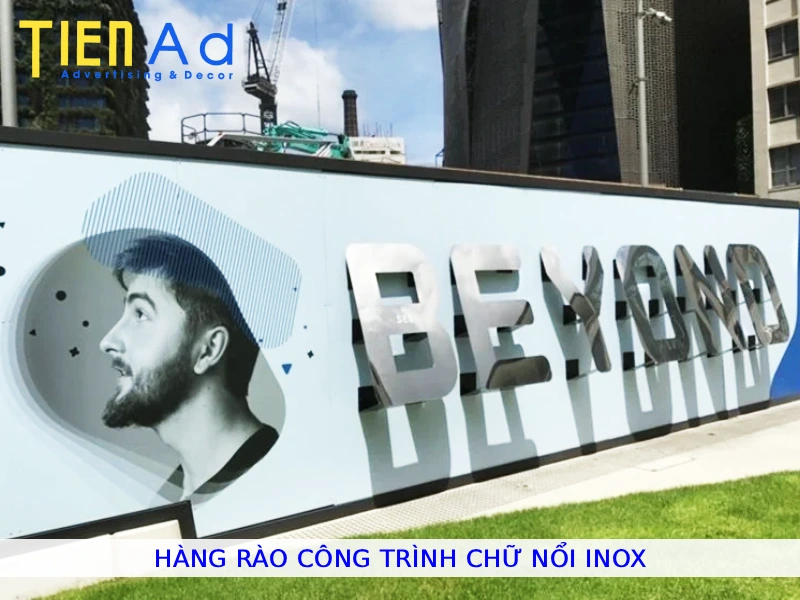 Hàng rào công trình chữ nổi inox