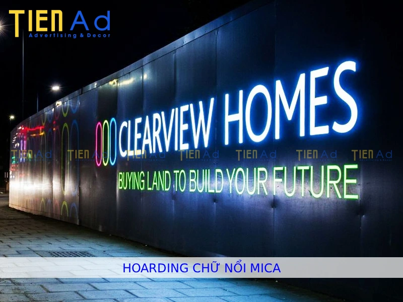 Hoarding chữ nổi mica