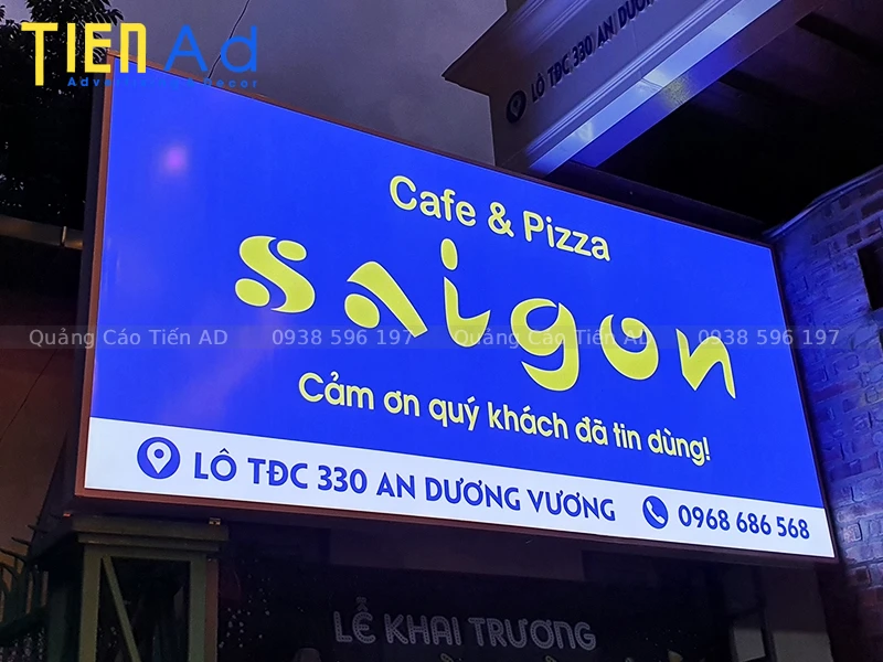 Hộp đèn bạt 3M quán Cafe & Pizza