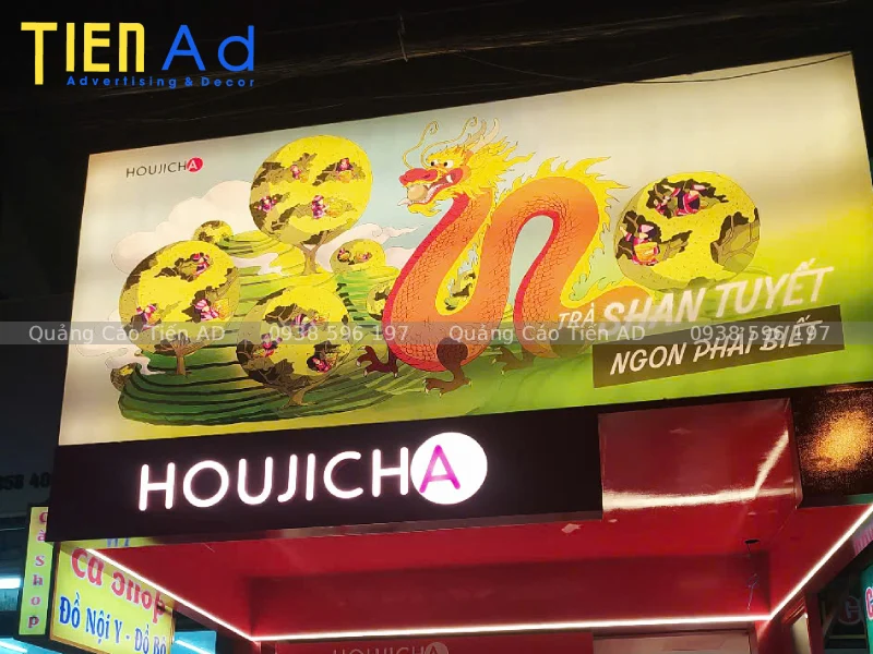 Hộp đèn bạt 3M quán Houjicha