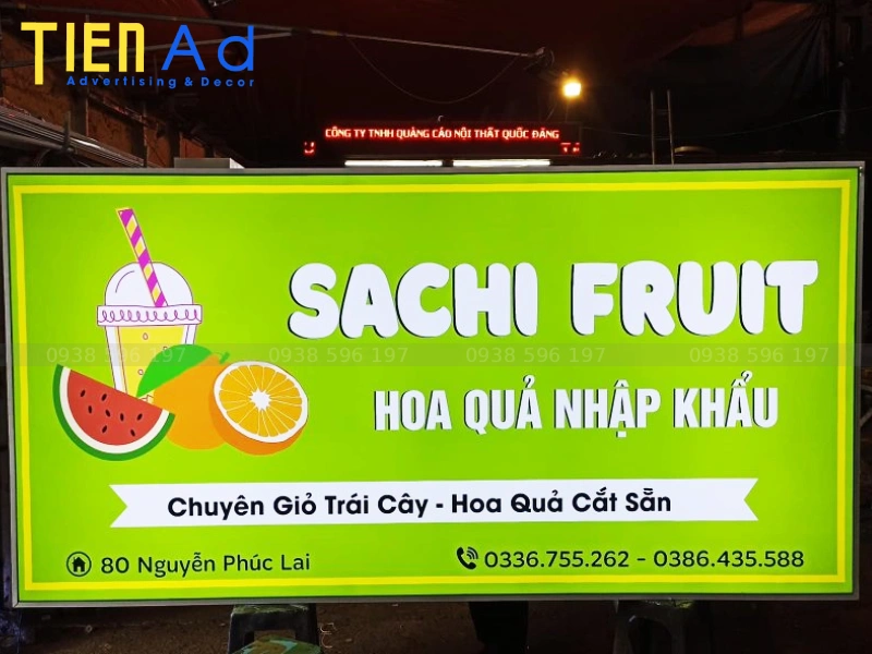 Hộp đèn căng bạt hiflex cửa hàng trái cây