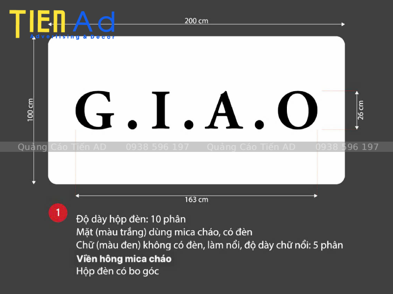 Hộp đèn viền hông mica cháo