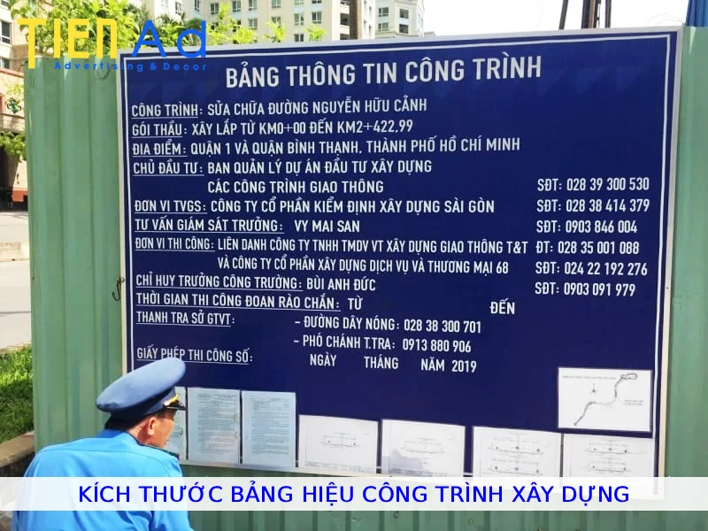 Kích thước bảng hiệu công trình xây dựng