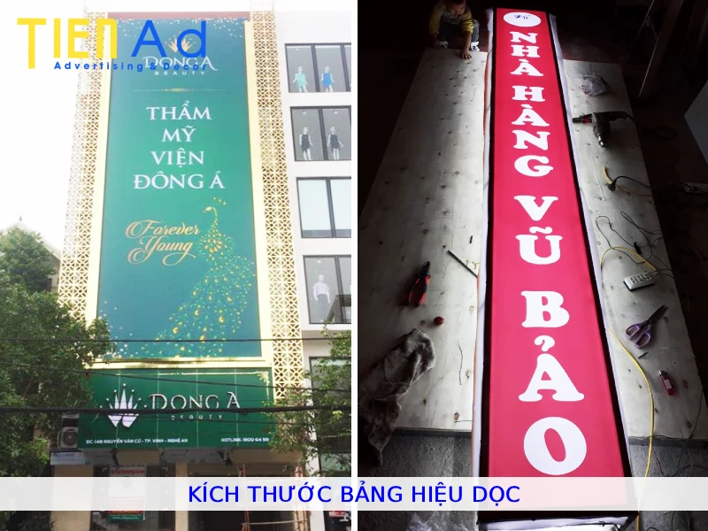 Kích thước bảng hiệu dọc