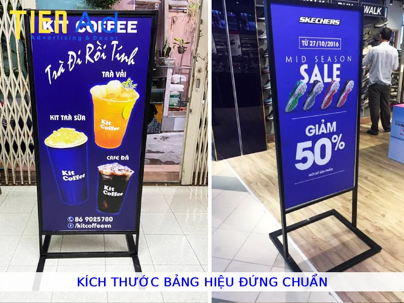 Kích thước bảng hiệu đứng chuẩn