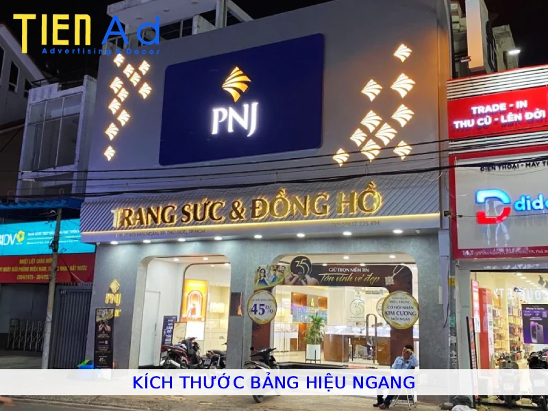 Kích thước bảng hiệu ngang