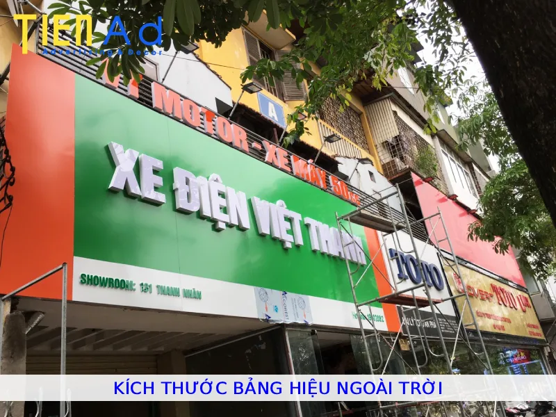 Kích thước bảng hiệu ngoài trời