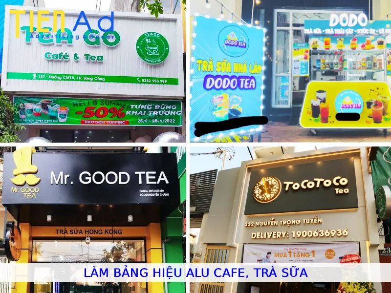 Làm bảng hiệu alu cafe trà sữa