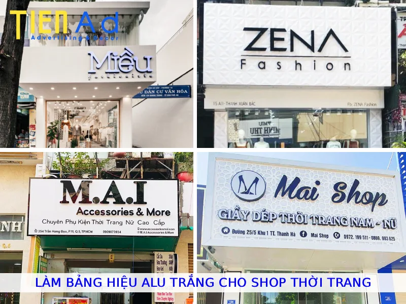 Làm bảng hiệu alu trắng cho shop thời trang