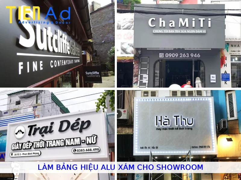 Làm bảng hiệu alu xám cho showroom