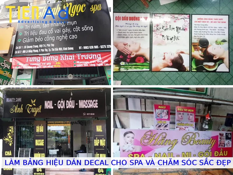 Làm bảng hiệu dán decal cho spa và chăm sóc sắc đẹp
