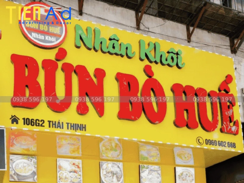 Mẫu bảng hiệu bún bò Huế ấn tượng, độc đáo giúp thu hút khách hàng
