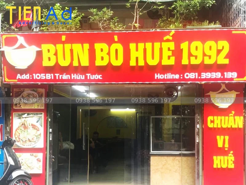 Những loại chất liệu bảng hiệu hiệu bún bò Huế được tin dùng