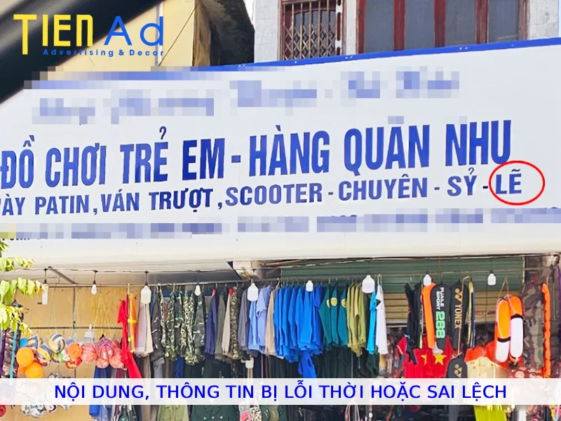 Nội dung thông tin bị lỗi thời hoặc sai lệch