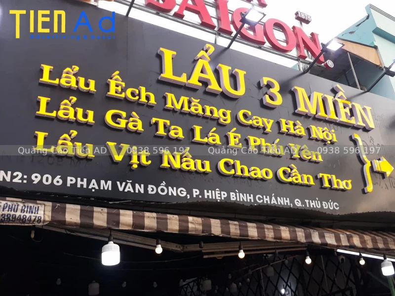 Quy trình gia công bảng hiệu chữ nổi alu tại Quảng Cáo Tiến AD