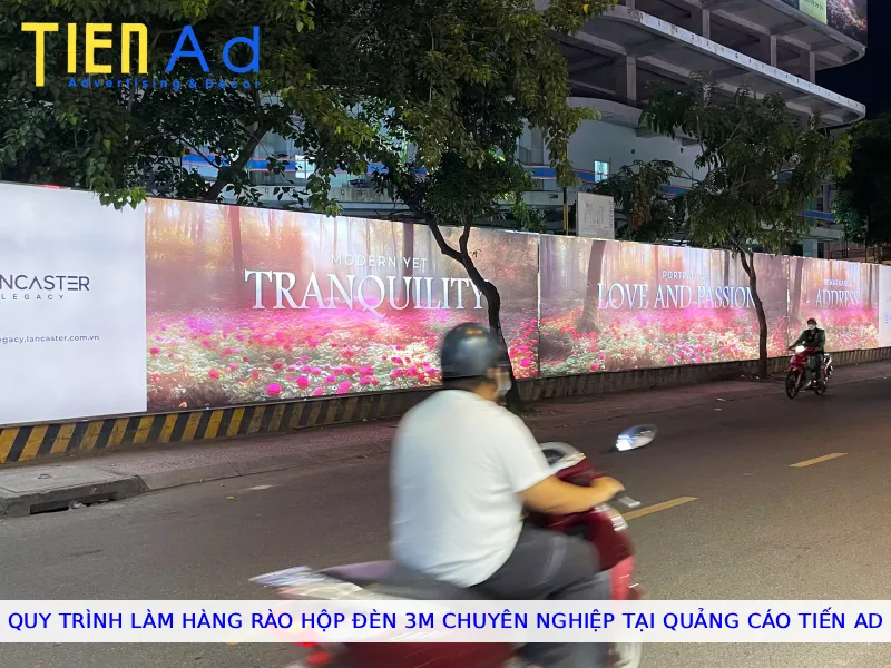 Quy trình làm hàng rào hộp đèn 3M chuyên nghiệp tại Quảng Cáo Tiến AD