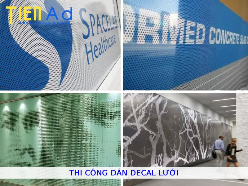 Thi công dán decal lưới