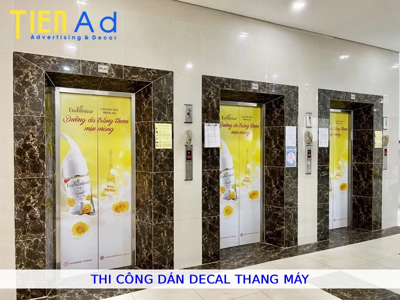 Thi công dán decal thang máy